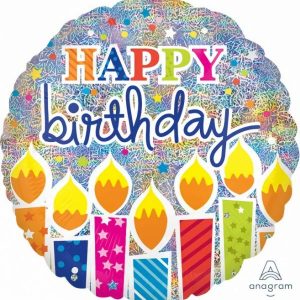 Foil Balloons |   45Cm Holographic Shimmer Happy Birthday Candles S55 – Non Inflated Balloons Foil Balloons