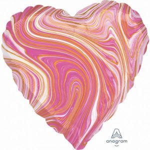 Foil Balloons |   45Cm Hx Marblez Pink Heart – Non Inflated Balloons Foil Balloons