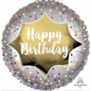 Foil Balloons |   45Cm Satin Xl Happy Birthday Satin Gold Burst – Non Inflated Balloons Foil Balloons