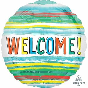 Foil Balloons |   45Cm Standard Hx Welcome Watercolor Stripes S40 Balloons Foil Balloons