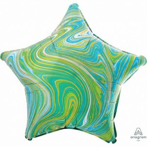 Foil Balloons |   45Cm Xl Marblez Blue Green Star – Non Inflated Balloons Foil Balloons