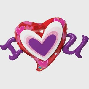 Foil Balloons |   46" Shape Foil I (Heart) U Radiant Hearts Balloons Foil Balloons