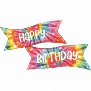 Foil Balloons |   49" Tie-Dye Banner Birthday Balloons Foil Balloons