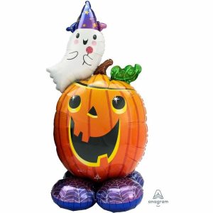 Foil Balloons |   Airloonz Halloween Pumpkin & Ghost -Air Filled Balloons Foil Balloons