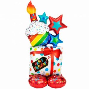 Foil Balloons |   Airloonz Happy Birthday Stacked Icons Balloons Foil Balloons