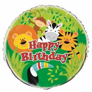 Foil Balloons |   Animal Jungle "Happy Birthday" 45Cm (18") Foil Balloo – Non Inflated Balloons Foil Balloons