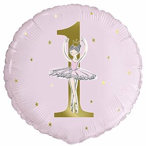 Foil Balloons |   Ballerina Pink & Gold 1St Birthday 45Cm (18") Foil Balloon – Non Inflated Balloons Foil Balloons