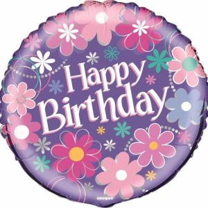 Foil Balloons |   Birthday Blossom 45Cm (18") Foil Balloon – Non Inflated Balloons Foil Balloons