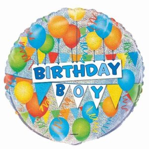 Foil Balloons |   Birthday Boy 18" 45.7Cm Round Foil Balloon – Non Inflated Balloons Foil Balloons