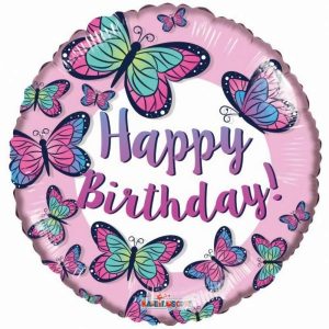 Foil Balloons |   Birthday Butterflies 18" Round – Non Inflated Balloons Foil Balloons