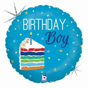 Foil Balloons |   Birthday Cake Boy 18" Round – Non Inflated Balloons Foil Balloons