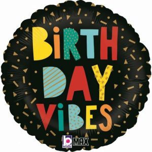 Foil Balloons |   Birthday Vibes 18" Round Balloons Foil Balloons