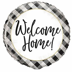 Foil Balloons |   Black Gingham Welcome Home 45Cm (18") Foil Balloon – Non Inflated Balloons Foil Balloons