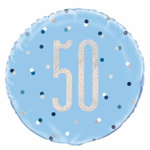 Foil Balloons |   Blue "50" 45Cm (18") Foil Prismatic Balloon Balloons Foil Balloons