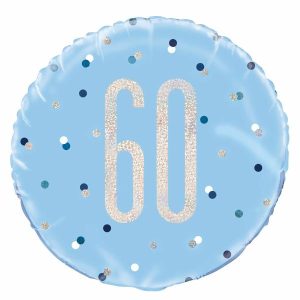 Foil Balloons |   Blue "60" 45Cm (18") Foil Prismatic Balloon Balloons Foil Balloons