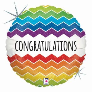 Foil Balloons |   Chevron Congratulations Holographic 18" Balloons Foil Balloons