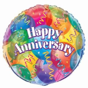 Foil Balloons |   Colourful Happy Anniversary 45.7Cm (18") Foil Balloon – Non Inflated Balloons Foil Balloons