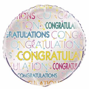 Foil Balloons |   Colourful Silver Congratulations Round 45.7Cm (18") Foil Balloon – Non Inflated Balloons Foil Balloons