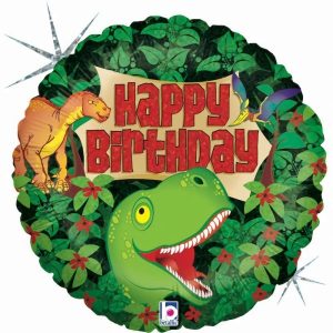 Foil Balloons |   Dinosaur Birthday Holographic 18" – Non Inflated Balloons Foil Balloons