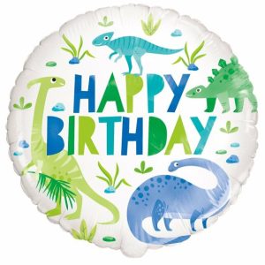 Foil Balloons |   Dinosaur – Happy Birthday 45Cm (18") Foil Balloon – Non Inflated Balloons Foil Balloons