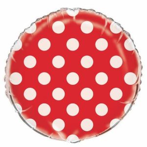 Foil Balloons |   Dots Ruby Red 45Cm (18") Foil Balloons – Non Inflated Balloons Foil Balloons