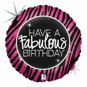 Foil Balloons |   Fabulous Zebra Birthday 18" Round Balloons Foil Balloons