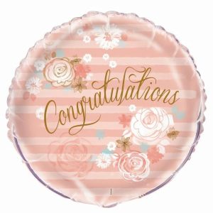 Foil Balloons |   Floral Congratulations 45Cm (18") Foil Balloon – Non Inflated Balloons Foil Balloons