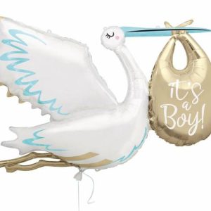 Foil Balloons |   Giant Stork "It’s A Boy" 1.57M (62") Foil Balloon Balloons Foil Balloons