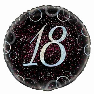 Foil Balloons |   Glitz Black And Pink 18Th 45.7Cm (18") Foil Balloon – Non Inflated Balloons Foil Balloons