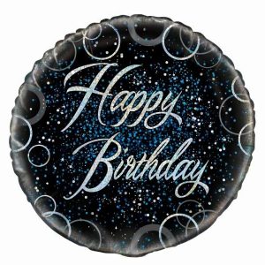 Foil Balloons |   Glitz Blue Happy Birthday 45Cm (18") Foil Balloon Packaged – Non Inflated Balloons Foil Balloons