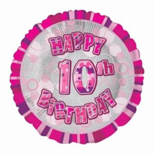 Foil Balloons |   Glitz Pink 10Th Birthday Round 45Cm (18") Foil Balloon – Non Inflated Balloons Foil Balloons