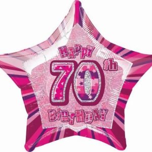 Foil Balloons |   Glitz Pink 70Th Birthday Star 50Cm (20") Foil Balloon – Non Inflated Balloons Foil Balloons