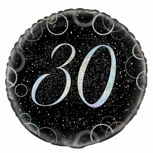 Foil Balloons |   Glitz Silver 30Th Birthday 45Cm (18") Foil Balloon – Non Inflated Balloons Foil Balloons