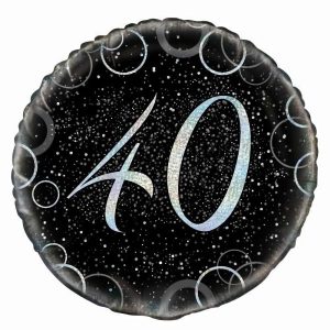 Foil Balloons |   Glitz Silver 40Th Birthday 45Cm (18") Foil Balloon – Non Inflated Balloons Foil Balloons