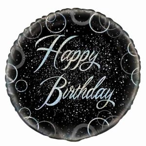 Foil Balloons |   Glitz Silver Happy Birthday 45Cm (18") Foil Balloon Packaged – Non Inflated Balloons Foil Balloons