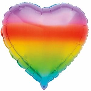 Foil Balloons |   Gradient Rainbow Heart 45Cm (18") Foil Balloon – Non Inflated Balloons Foil Balloons