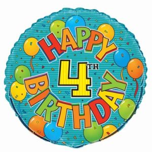 Foil Balloons |   Happy 4Th Birthday  18" 45.7Cm Round Foil Balloon – Non Inflated Balloons Foil Balloons