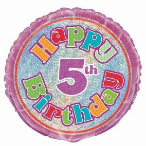 Foil Balloons |   Happy 5Th Birthday Prismatic 18" 45.7Cm Round Foil Balloon – Non Inflated Balloons Foil Balloons