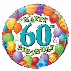 Foil Balloons |   Happy 60Th Birthday 18" 45.7Cm Round Foil Balloon – Non Inflated Balloons Foil Balloons