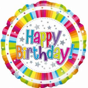 Foil Balloons |   Happy Birthday Bright Stripe Round P1 Balloons Foil Balloons