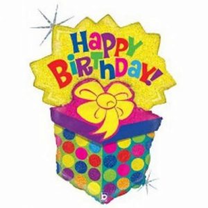 Foil Balloons |   Happy Birthday Bursting Present 37" Shaped – Non Inflated Balloons Foil Balloons