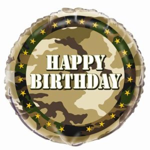 Foil Balloons |   Happy Birthday Military Camo Style18" 45.7Cm Round Foil Balloon – Non Inflated Balloons Foil Balloons