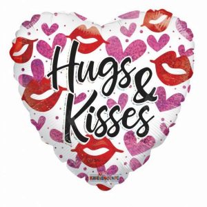 Foil Balloons |   Hugs & Kisses Holographic (15994-18) 18" Heart – Non Inflated Balloons Foil Balloons