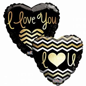 Foil Balloons |   I Love You Golden Chevron Heart – Non Inflated Balloons Foil Balloons