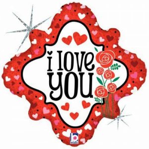 Foil Balloons |   I Love You Hearts & Roses (36206P) Diamdh P1 Foil – Non Inflated Balloons Foil Balloons