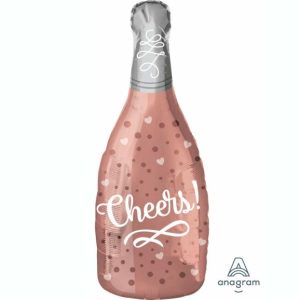 Foil Balloons |   Junior Shape Xl Cheers Rose Champagne Bottle S50 Balloons Foil Balloons