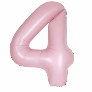 Foil Balloons |   Matte Lovely Pink "4" Numeral Foil Balloon 86Cm (34") Balloons Foil Balloons