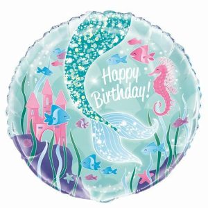 Foil Balloons |   Mermaid "Happy Birthday" 45Cm (18") Foil Balloon – Non Inflated Balloons Foil Balloons