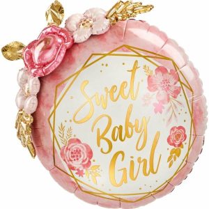 Foil Balloons |   Multi-Balloon Sweet Baby Girl Floral Geo P70 Balloons Foil Balloons