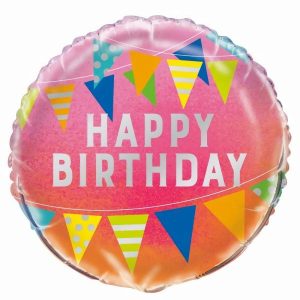 Foil Balloons |   Orange Pink Gradient Happy Birthday 45.7Cm (18") Foil Balloon – Non Inflated Balloons Foil Balloons